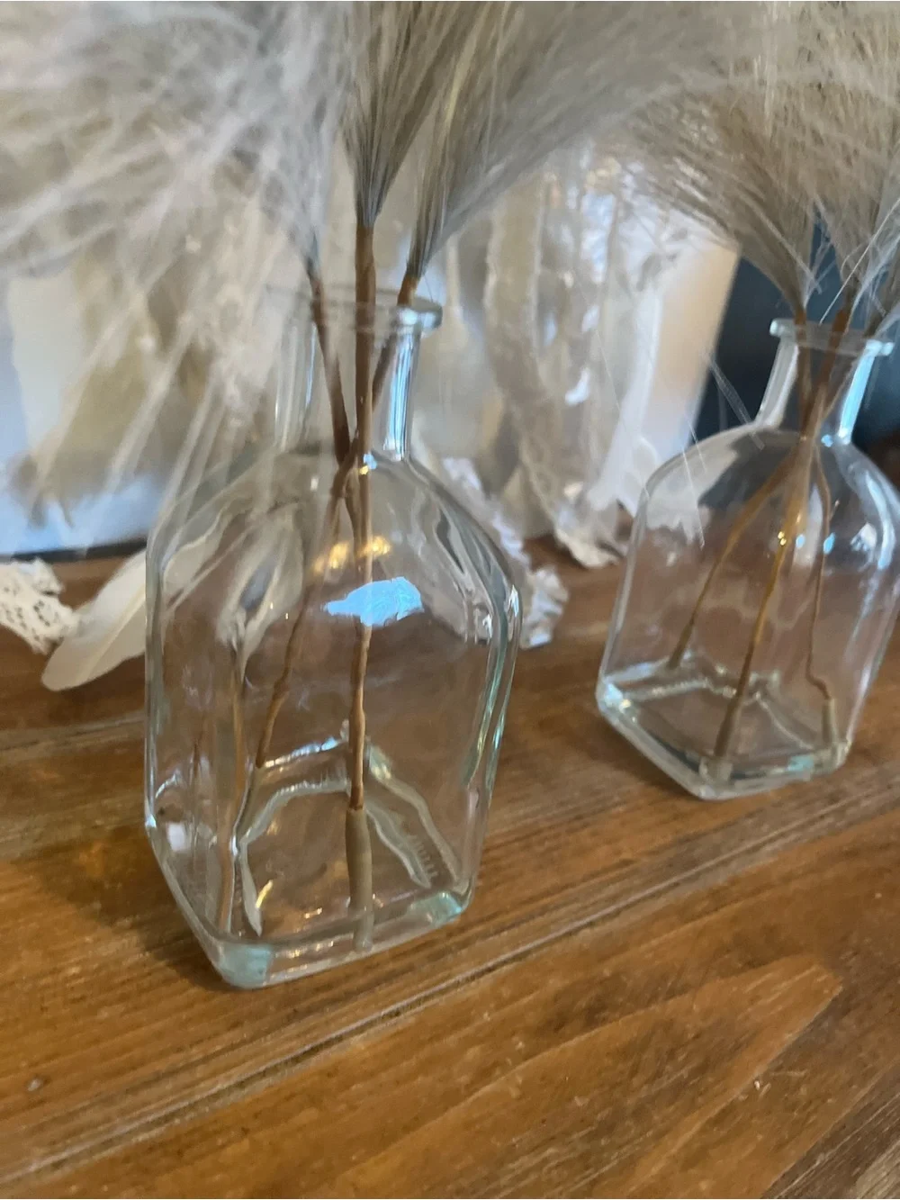 Neutral Pampas Grass in Clear Glass Vase - Home Accents